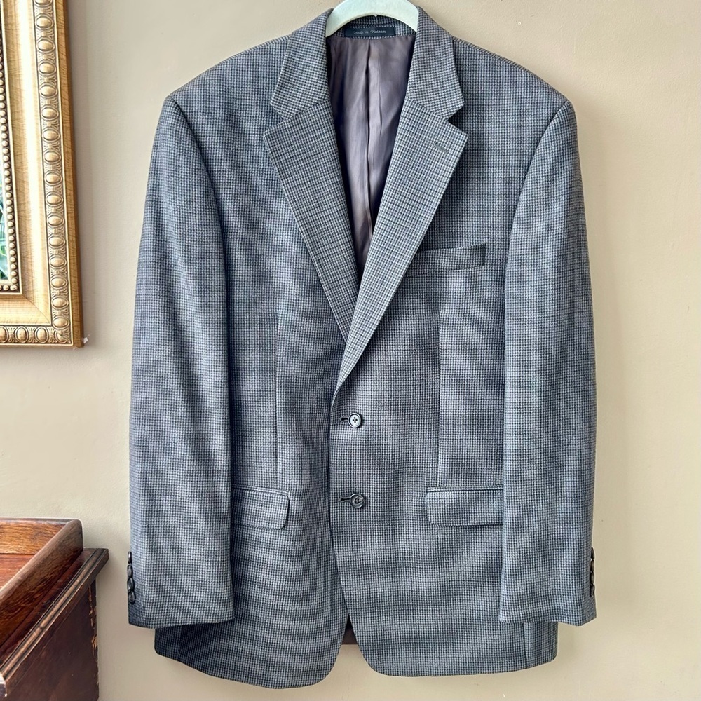 Ralph Lauren Wool Sport Coat Hounds Tooth Blazer Brown Black Size 42 Regular